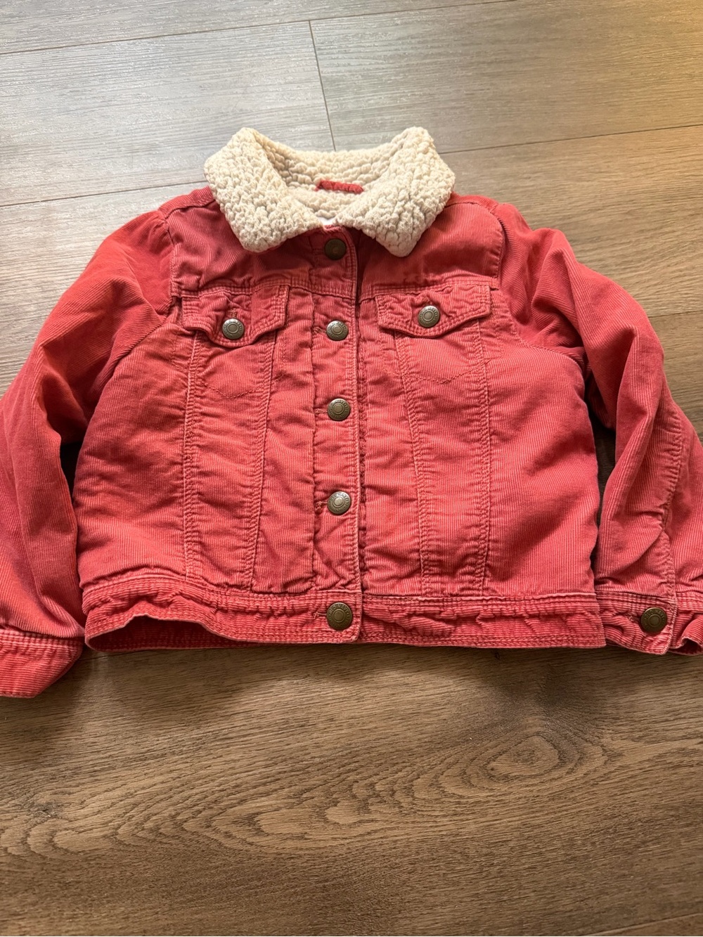 Old Navy Coral Red Sherpa Collar Jean Jacket